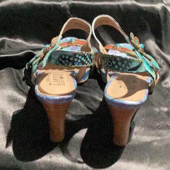 Women’s L’Artiste sandals size 8/38 multi color blue and green - Picture 3 of 7